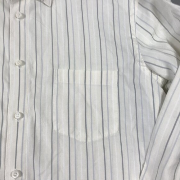 Ermenegildo Zegna Shirt Mens XL White Blue Stripe Long Sleeve Button Up Dress - Picture 8 of 11